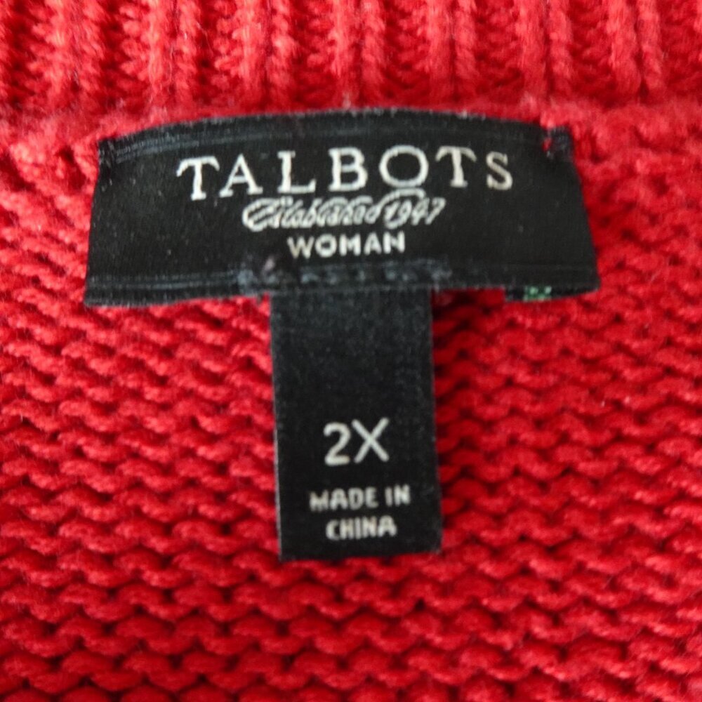 Talbots Cardigan Sweater Women's Plus Size 2X Red Open Front Short Sleeve - Picture 6 of 7